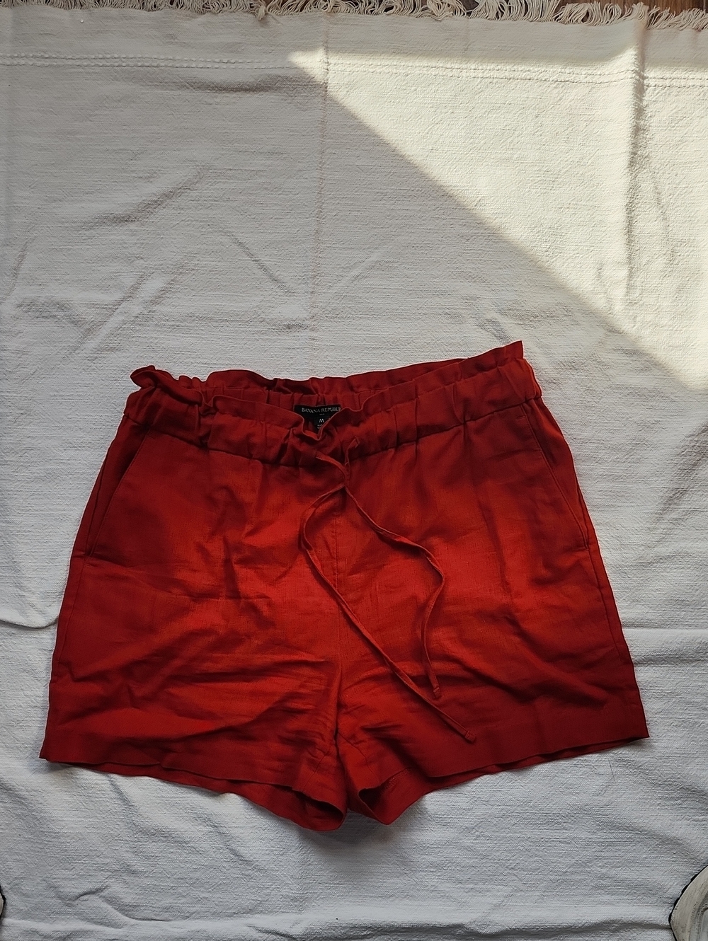 Banana Republic Red High-Waist Drawstring Shorts